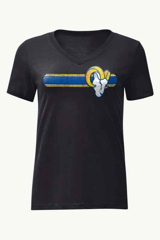 WOMENS LOS ANGELES RAMS STRIPE V-NECK T SHIRT sold by Starter