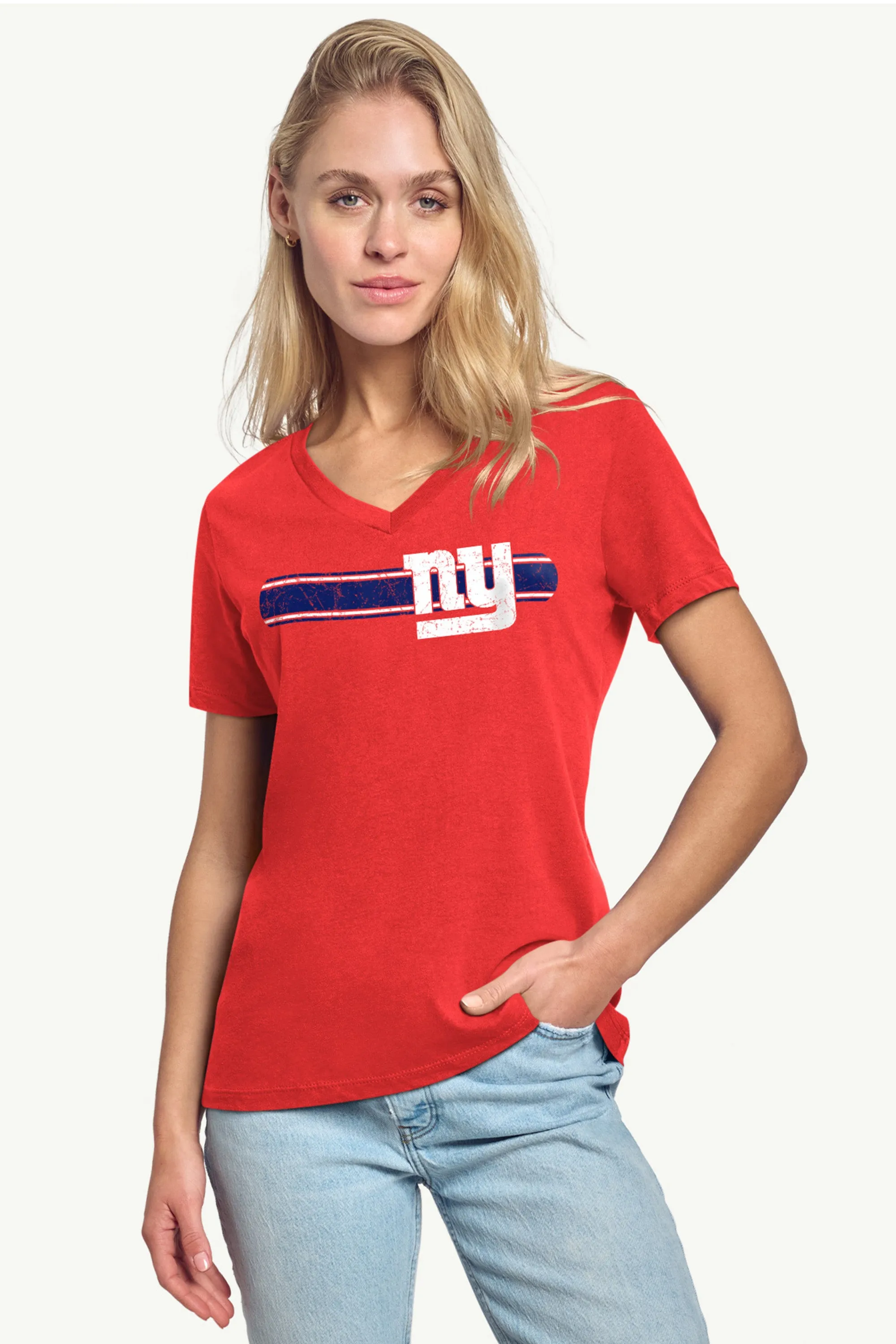 WOMENS NEW YORK GIANTS STRIPE V-NECK T SHIRT sold by Starter product image thumbnail 2