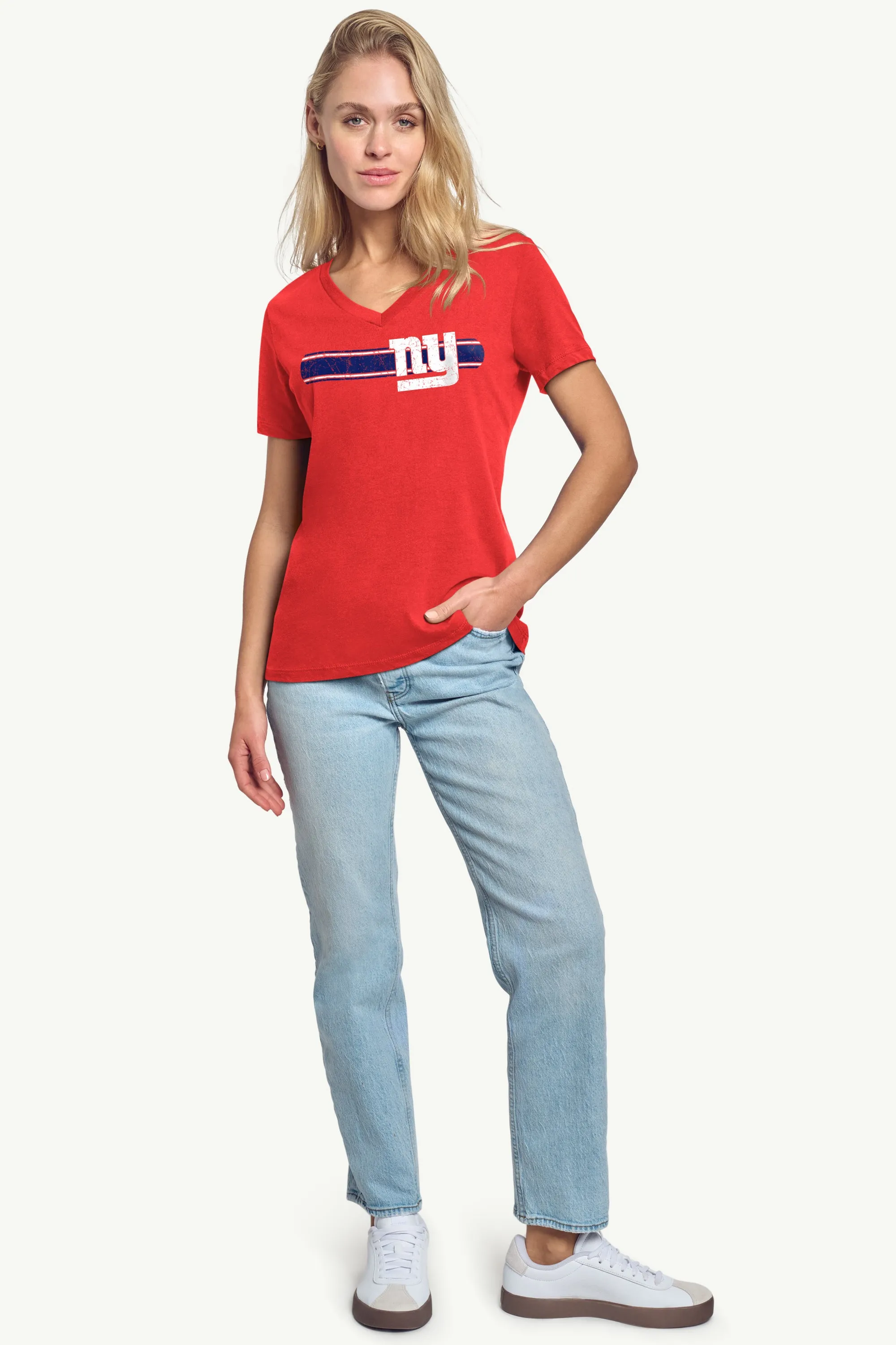 WOMENS NEW YORK GIANTS STRIPE V-NECK T SHIRT sold by Starter product image thumbnail 3