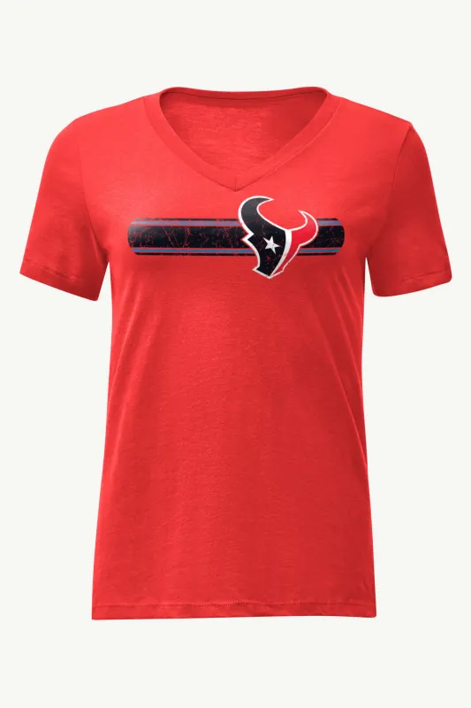 WOMENS HOUSTON TEXANS STRIPE V-NECK T SHIRT sold by Starter