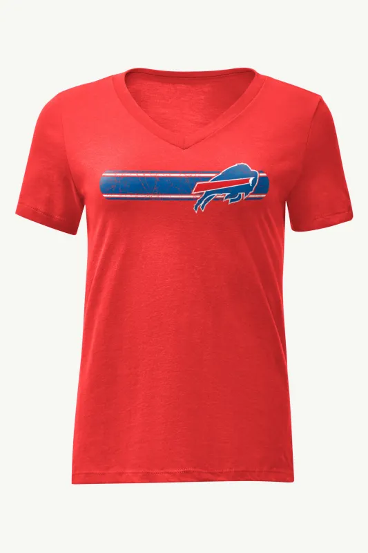 WOMENS BUFFALO BILLS STRIPE V-NECK T SHIRT sold by Starter