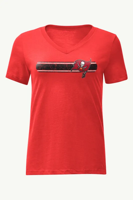 WOMENS TAMPA BAY BUCANEERS STRIPE V-NECK T SHIRT sold by Starter