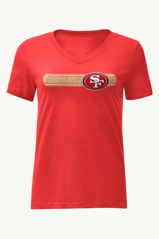 WOMENS SAN FRANCISCO 49ERS STRIPE V-NECK T SHIRT sold by Starter