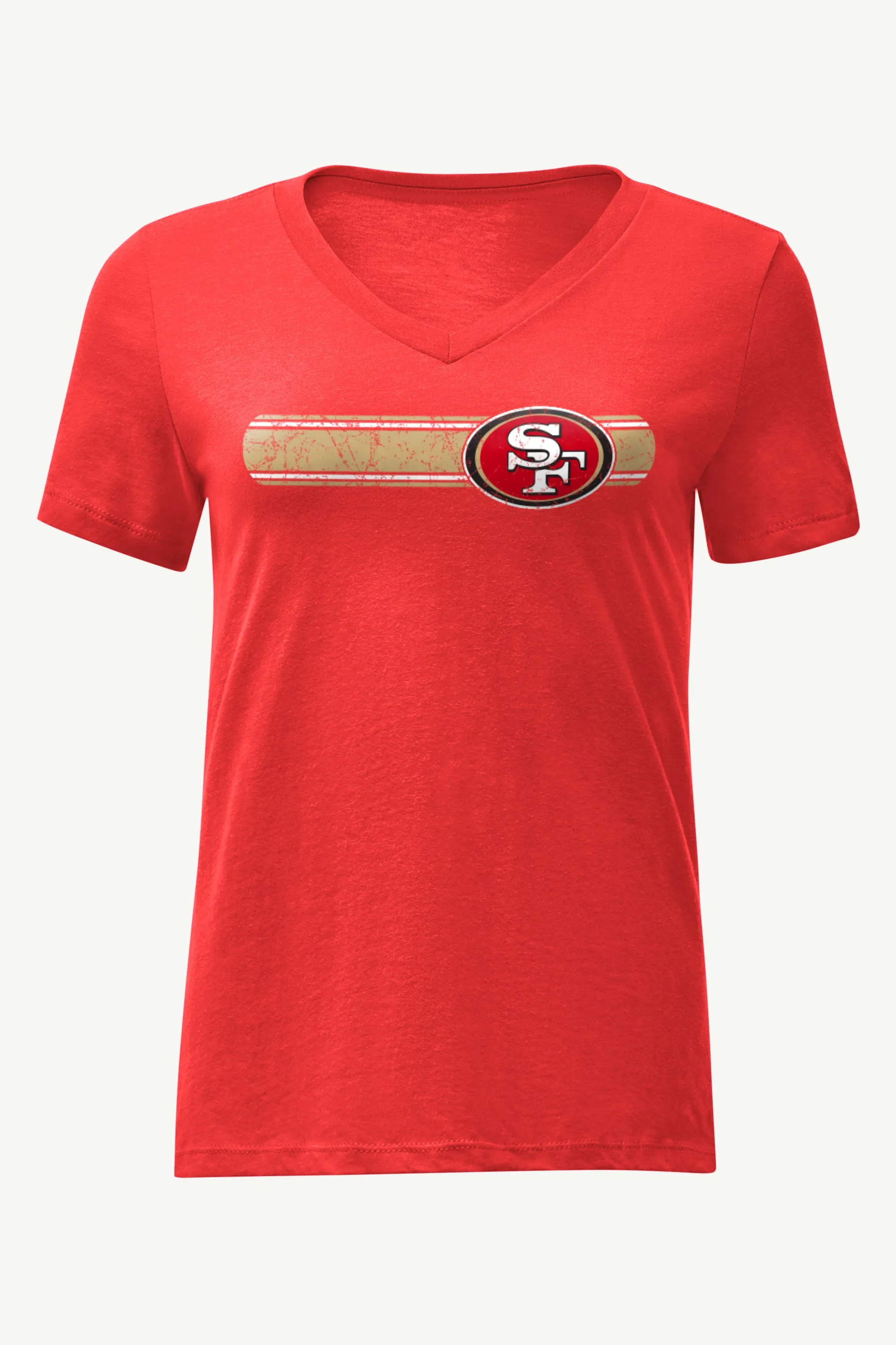 WOMENS SAN FRANCISCO 49ERS STRIPE V-NECK T SHIRT sold by Starter