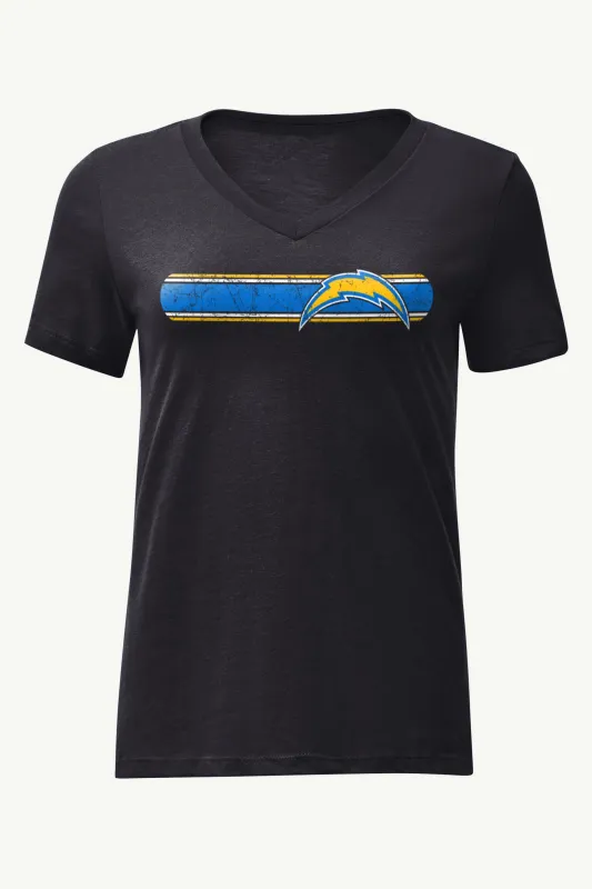 WOMENS LOS ANGELES CHARGERS STRIPE V-NECK T SHIRT sold by Starter