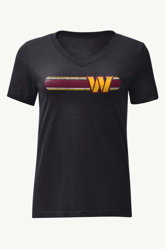 WOMENS WASHINGTON COMMANDERS STRIPE V-NECK T SHIRT sold by Starter