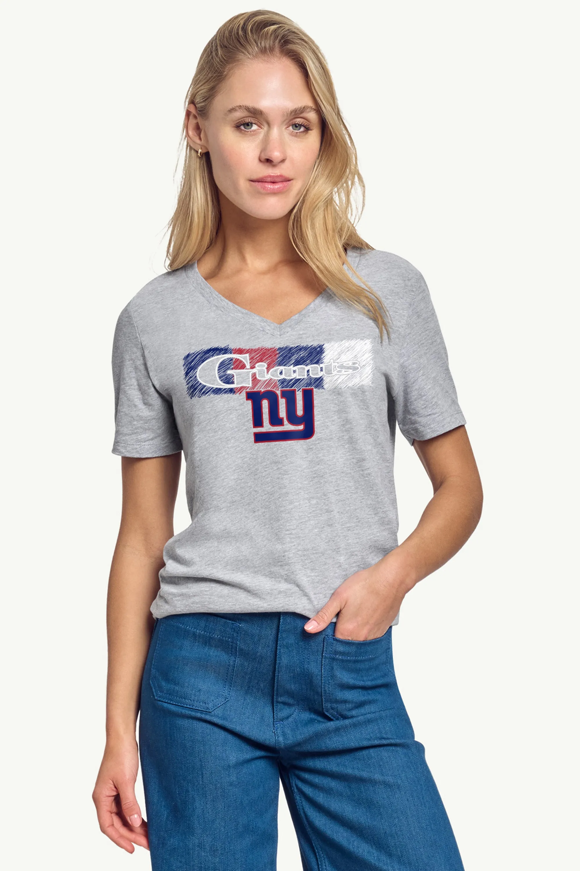 WOMENS NEW YORK GIANTS COLOR SHADING V-NECK T SHIRT sold by Starter product image thumbnail 3