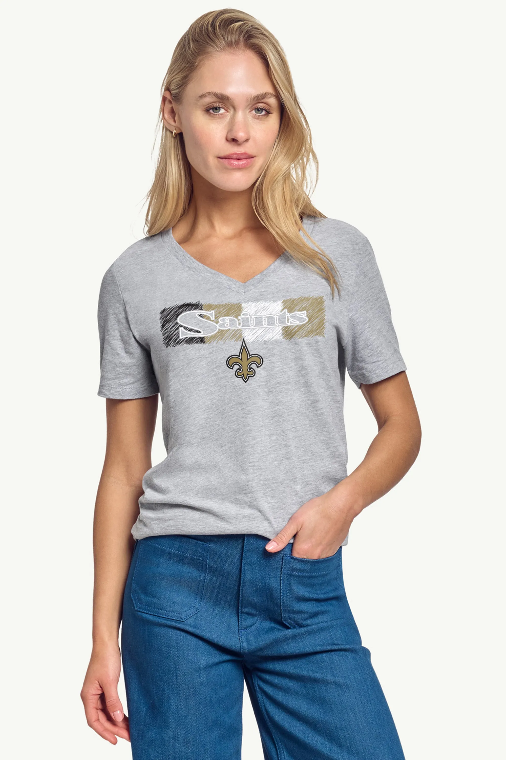 WOMENS NEW ORLEANS SAINTS COLOR SHADING V-NECK T SHIRT sold by Starter product image thumbnail 3