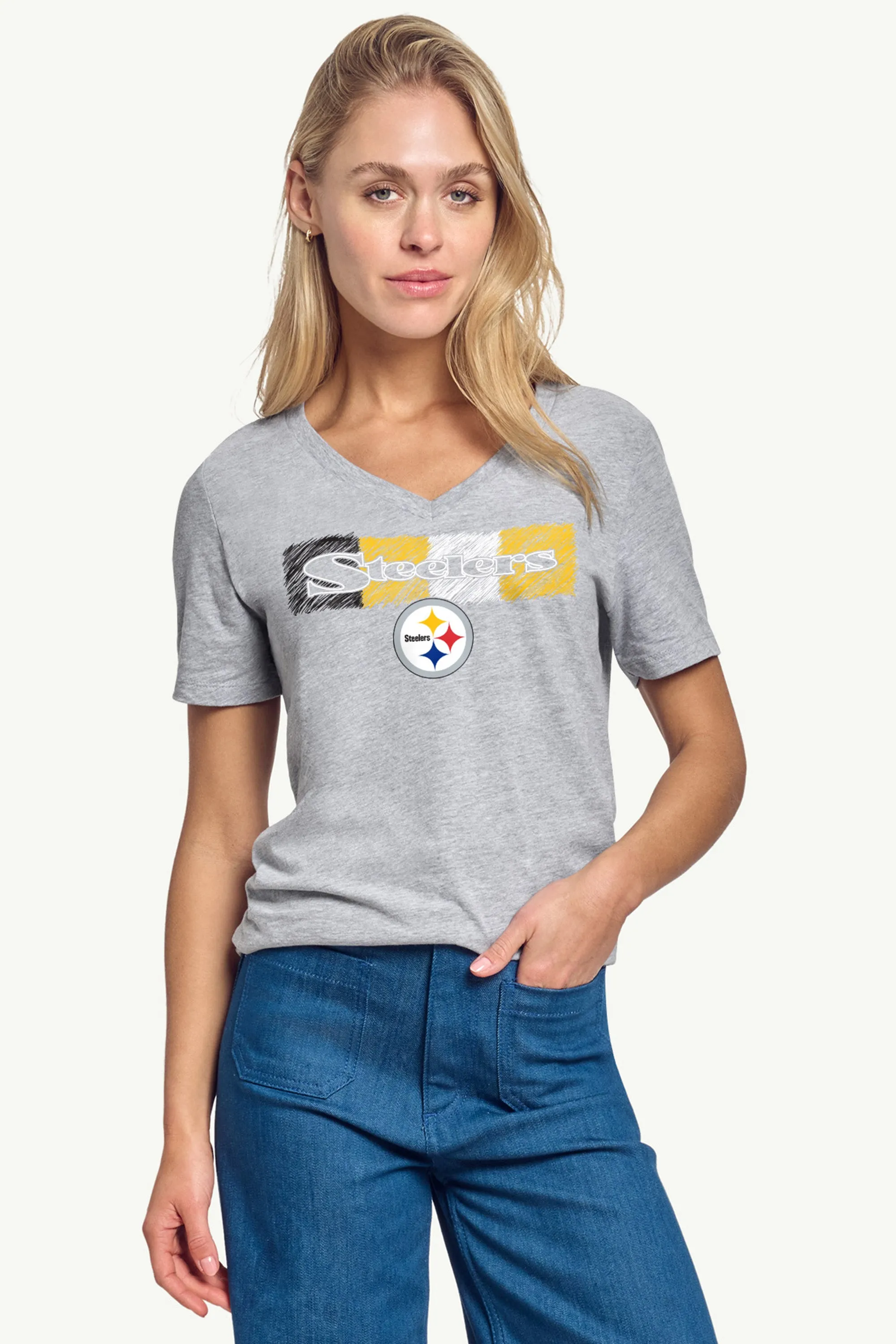 WOMENS PITTSBURGH STEELERS COLOR SHADING V-NECK T SHIRT sold by Starter product image thumbnail 3
