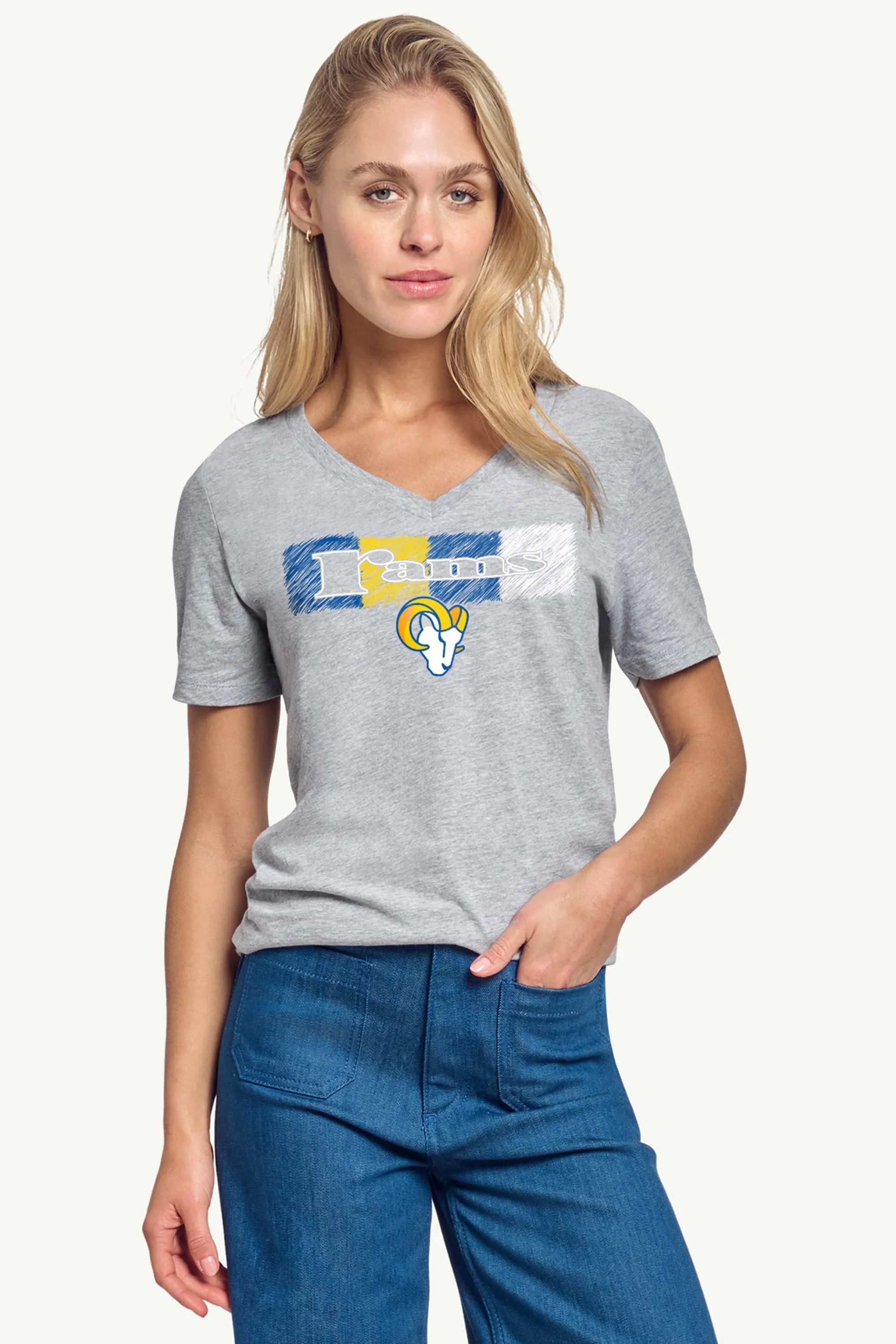 WOMENS LOS ANGELES RAMS COLOR SHADING V-NECK T SHIRT sold by Starter product image thumbnail 3