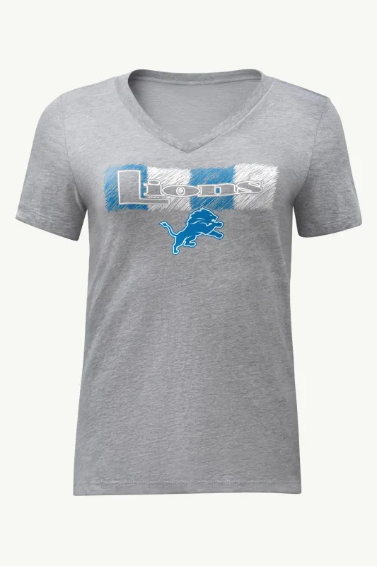 WOMENS DETROIT LIONS COLOR SHADING V-NECK T SHIRT sold by Starter