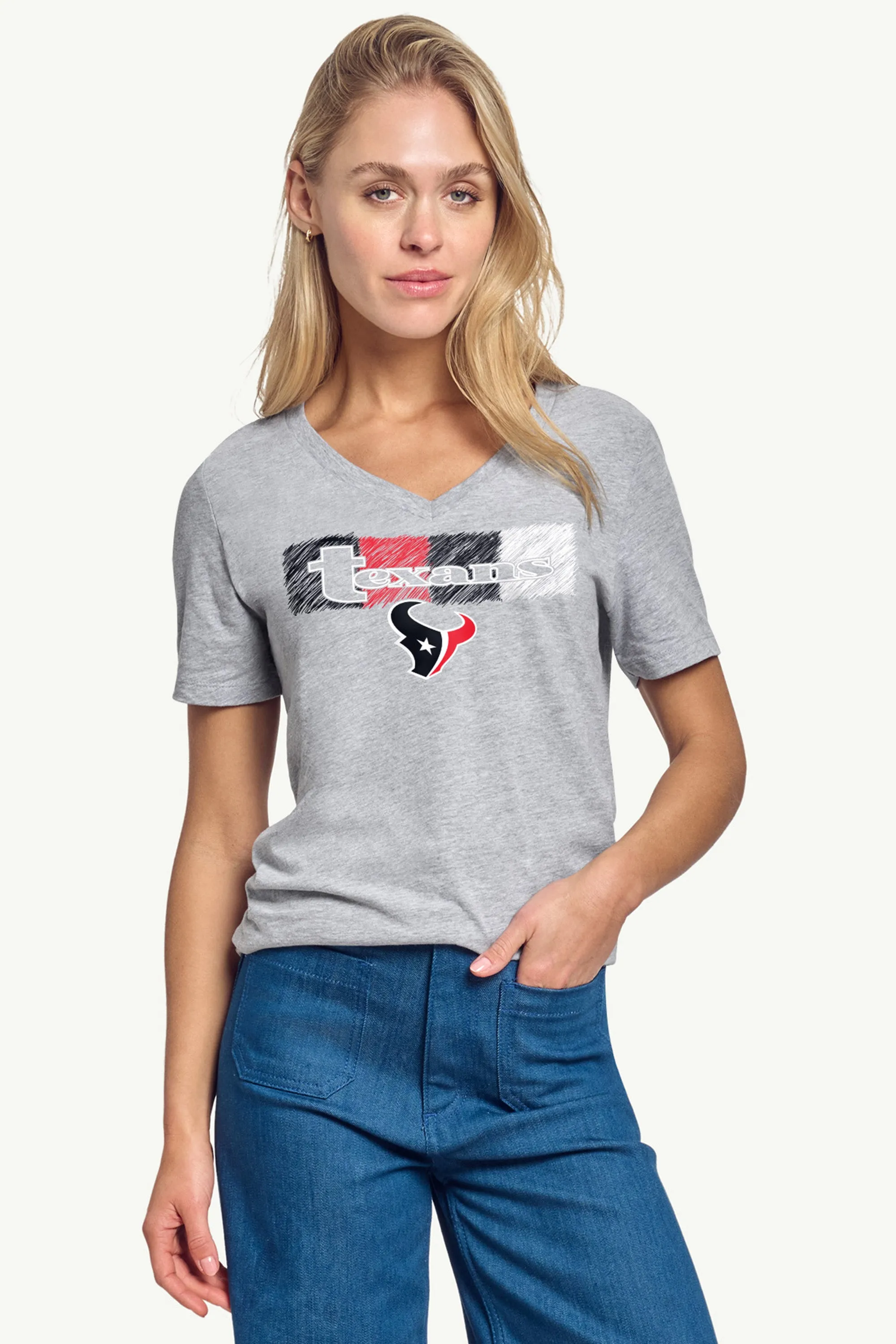 WOMENS HOUSTON TEXANS COLOR SHADING V-NECK T SHIRT sold by Starter product image thumbnail 3