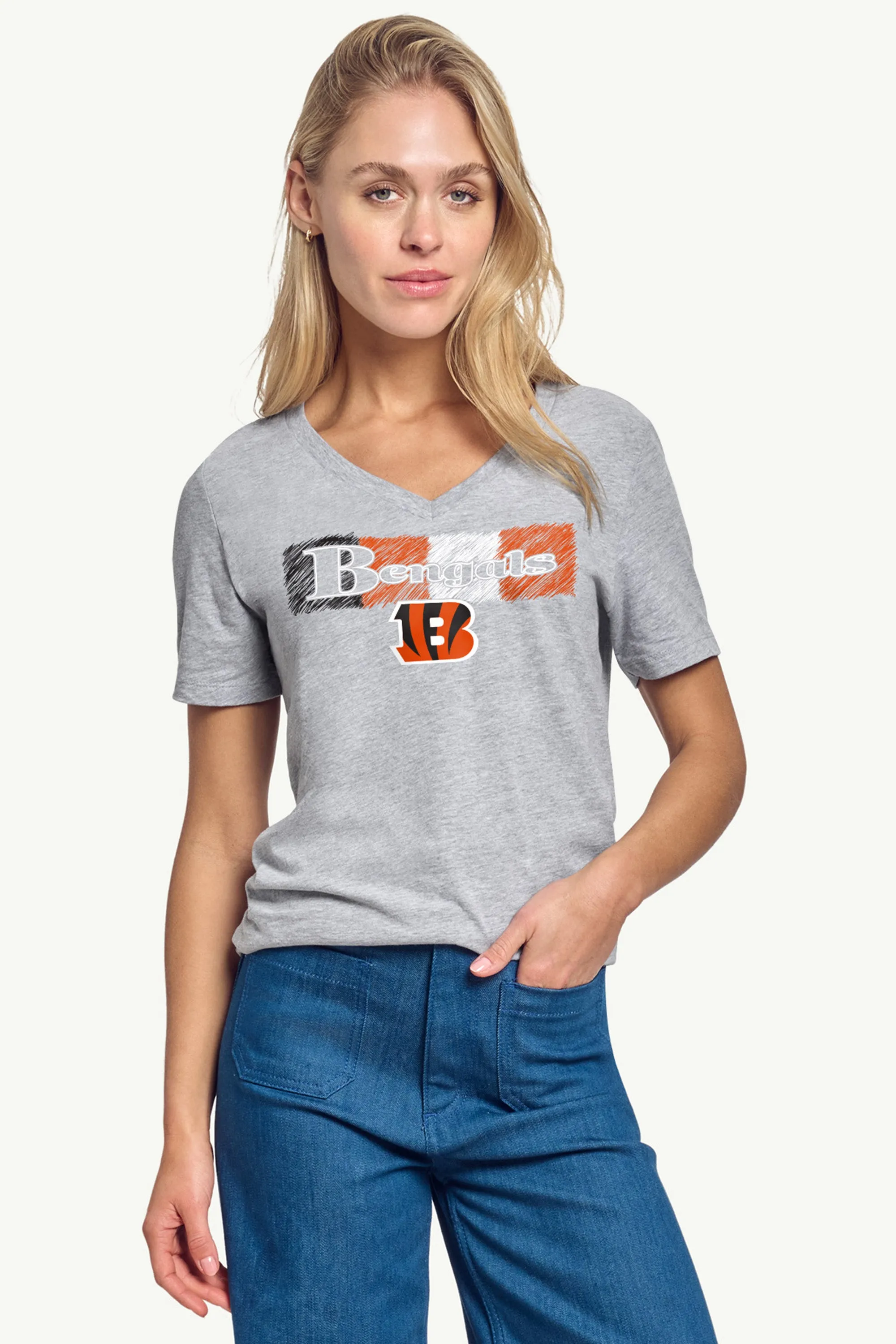WOMENS CINCINATI BENGALS COLOR SHADING V-NECK T SHIRT sold by Starter product image thumbnail 3