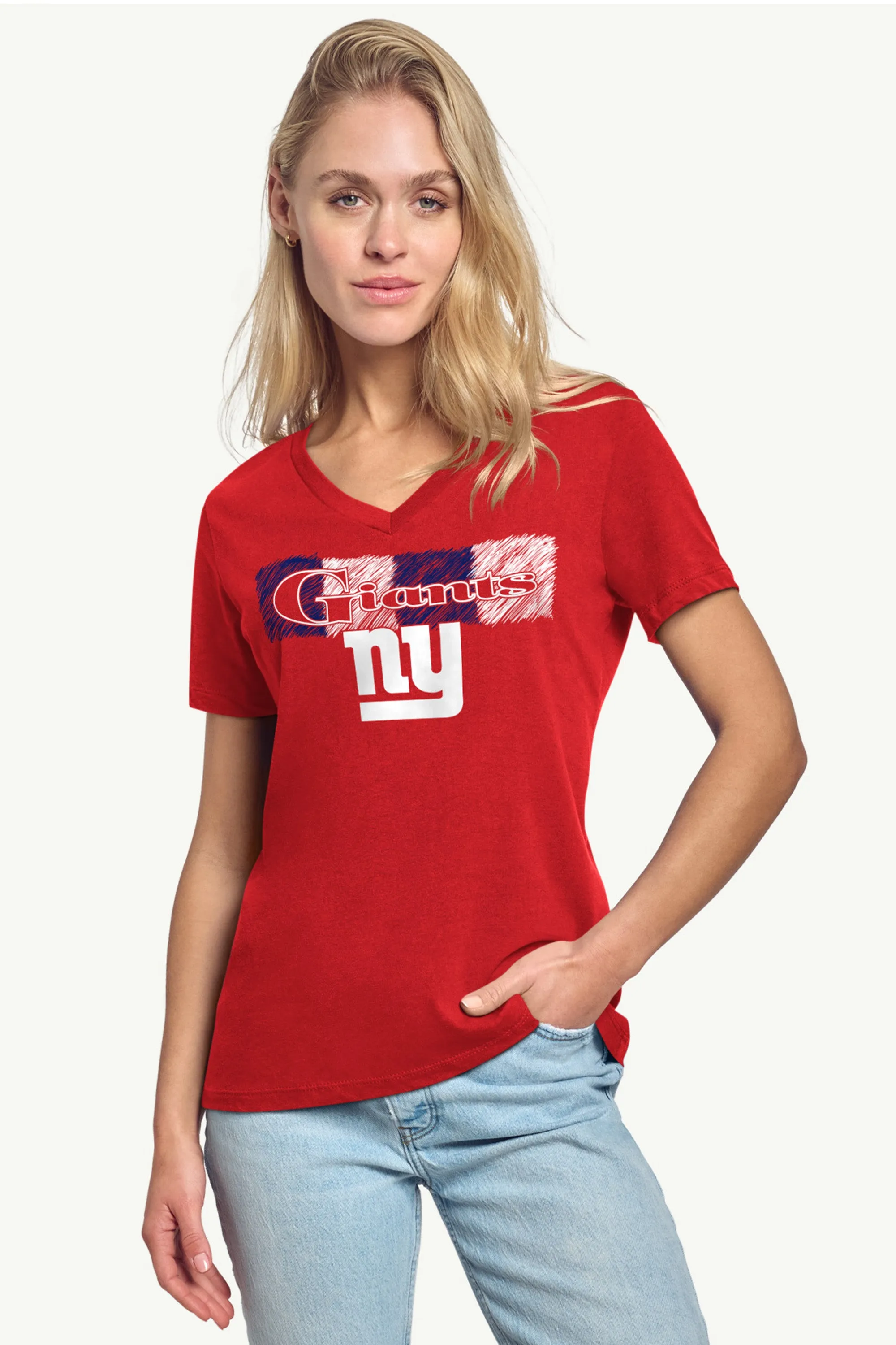 WOMENS NEW YORK GIANTS COLOR SHADING V-NECK T SHIRT sold by Starter product image thumbnail 2