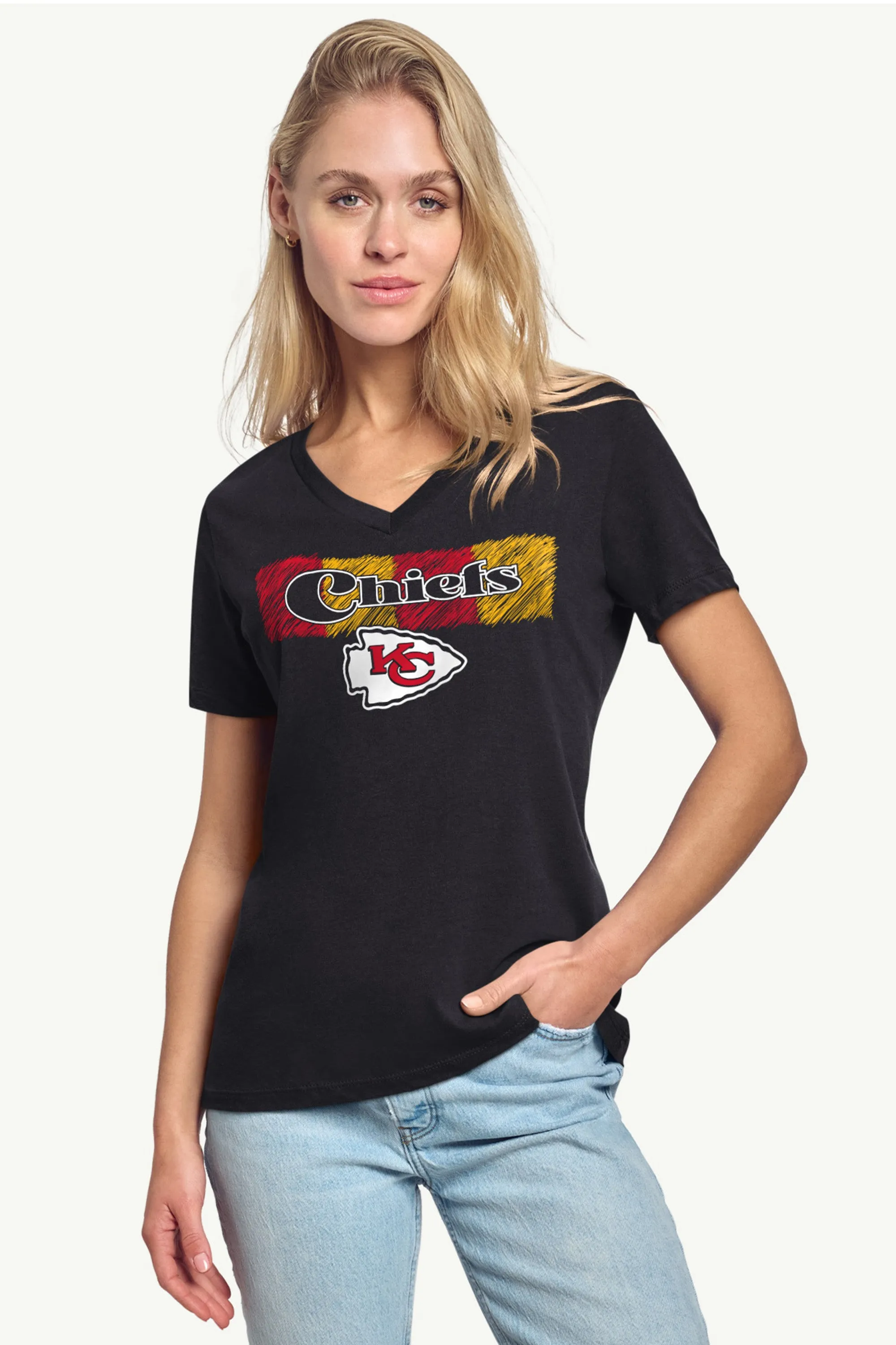 WOMENS KANSAS CITY CHIEFS COLOR SHADING V-NECK T SHIRT sold by Starter product image thumbnail 2