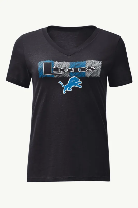 WOMENS DETROIT LIONS COLOR SHADING V-NECK T SHIRT sold by Starter