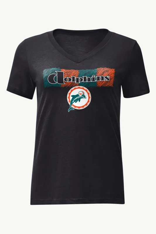 WOMENS MIAMI DOLPHINS COLOR SHADING V-NECK T SHIRT sold by Starter
