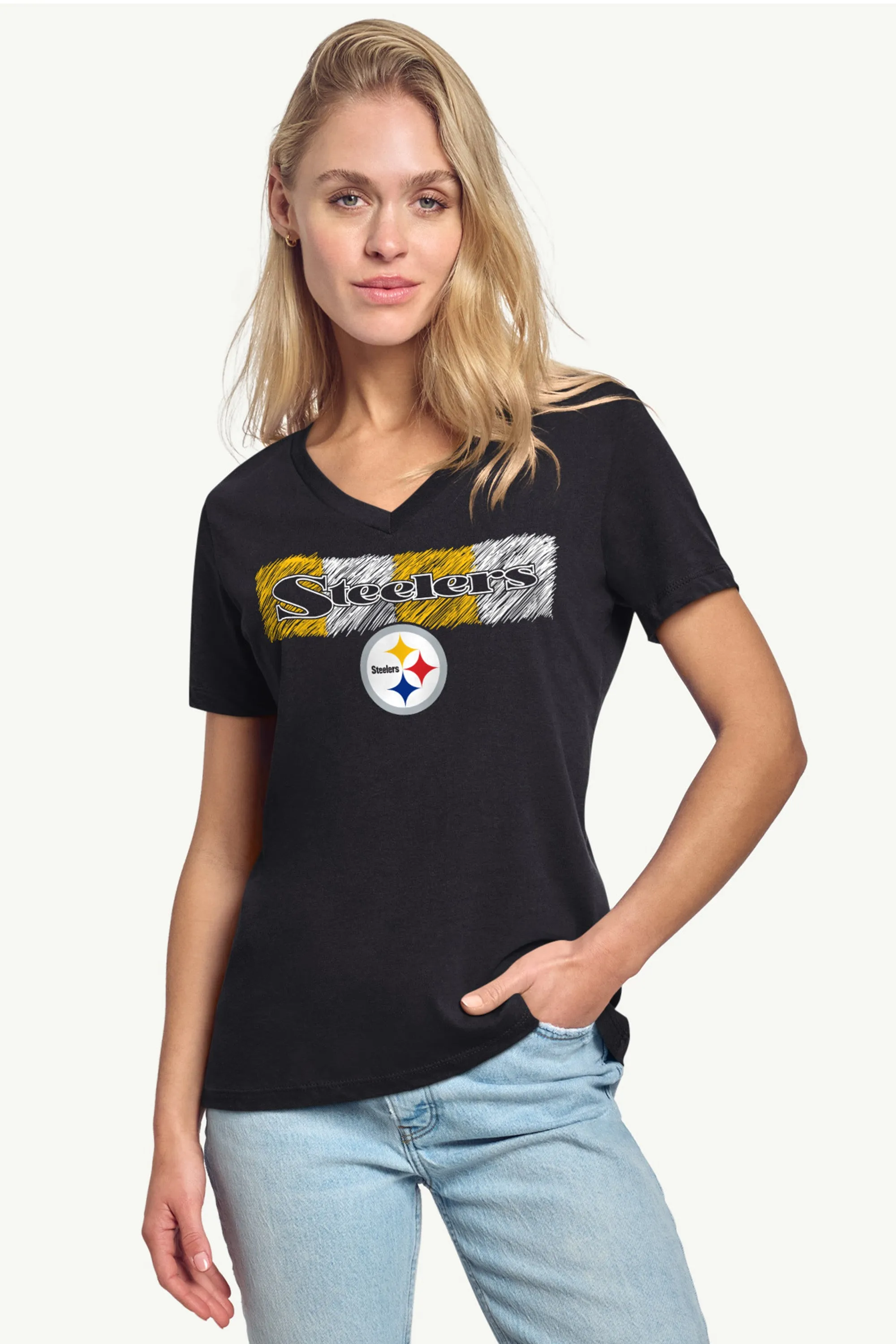 WOMENS PITTSBURGH STEELERS COLOR SHADING V-NECK T SHIRT sold by Starter product image thumbnail 2