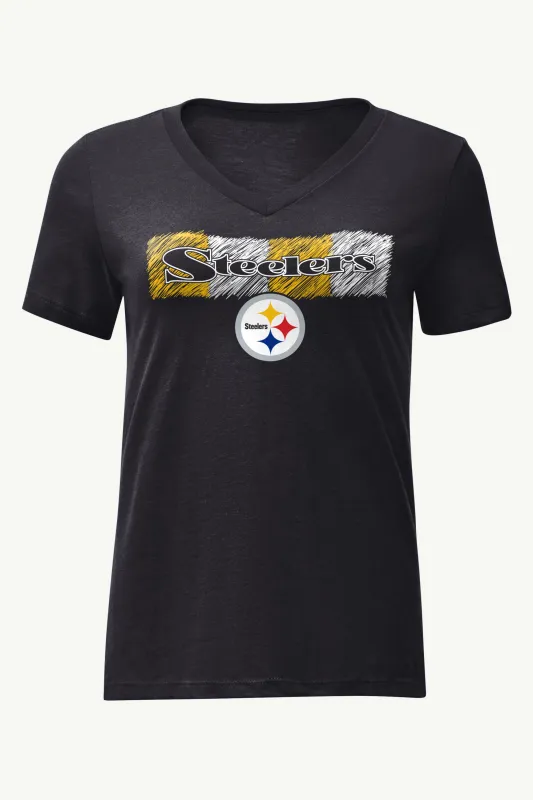 WOMENS PITTSBURGH STEELERS COLOR SHADING V-NECK T SHIRT sold by Starter