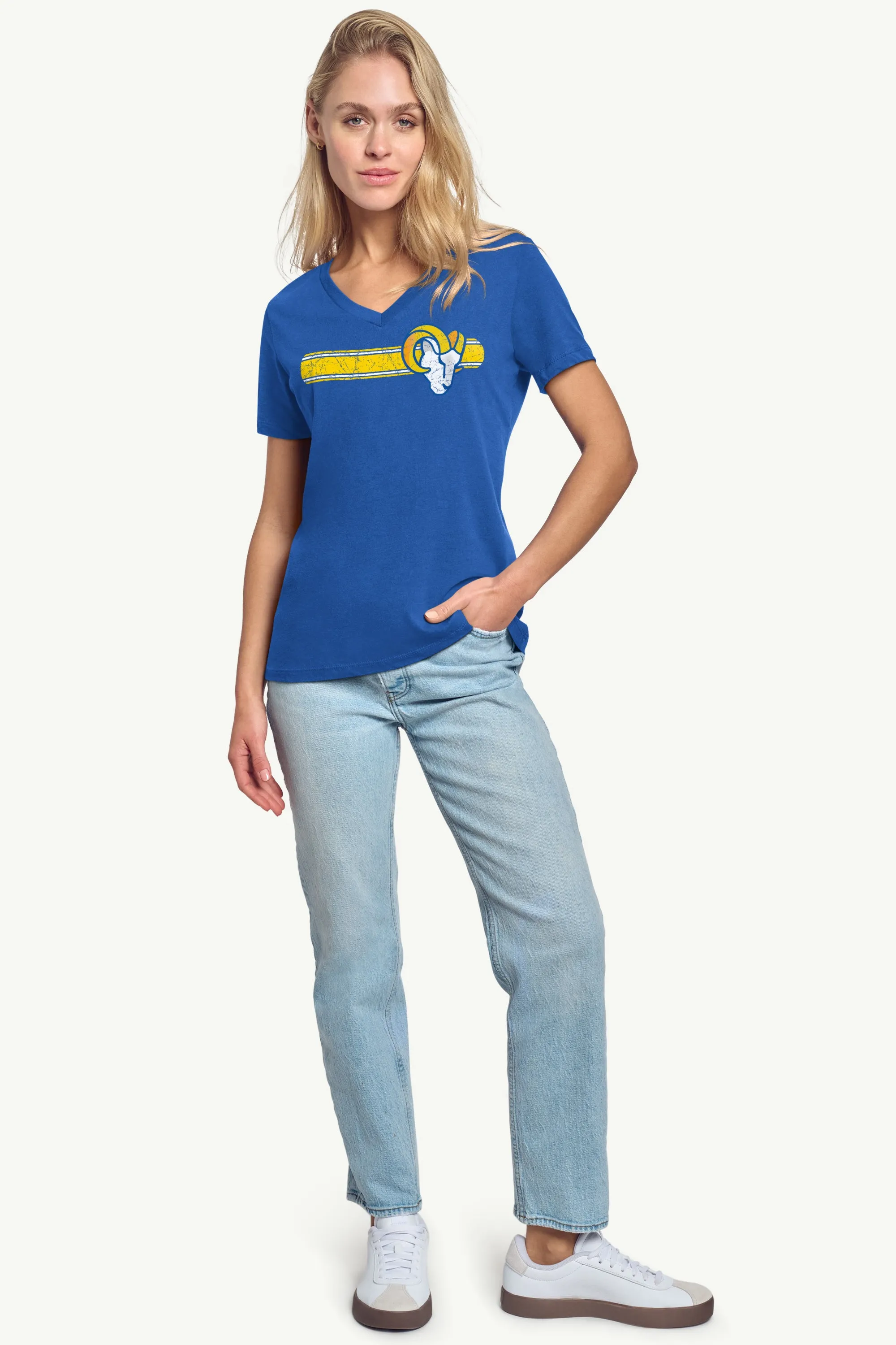 WOMENS LOS ANGELES RAMS STRIPE V-NECK T SHIRT sold by Starter product image thumbnail 3