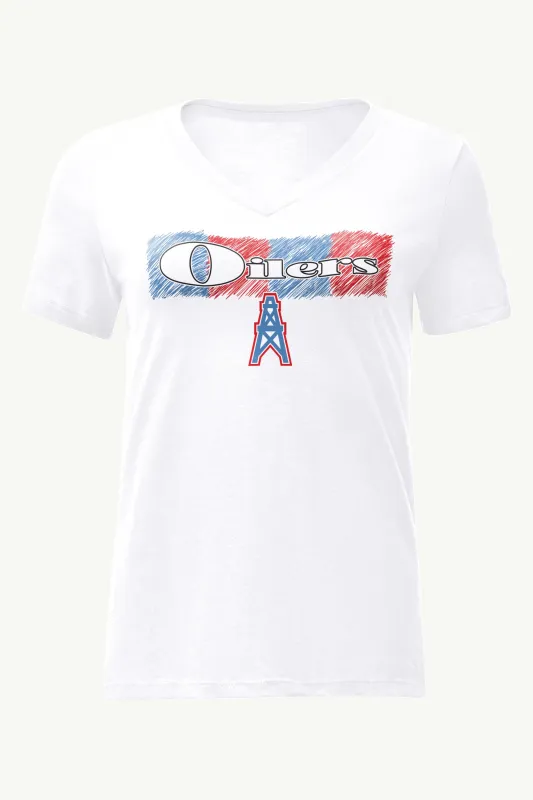 WOMENS HOUSTON OILERS COLOR SHADING V-NECK T SHIRT sold by Starter