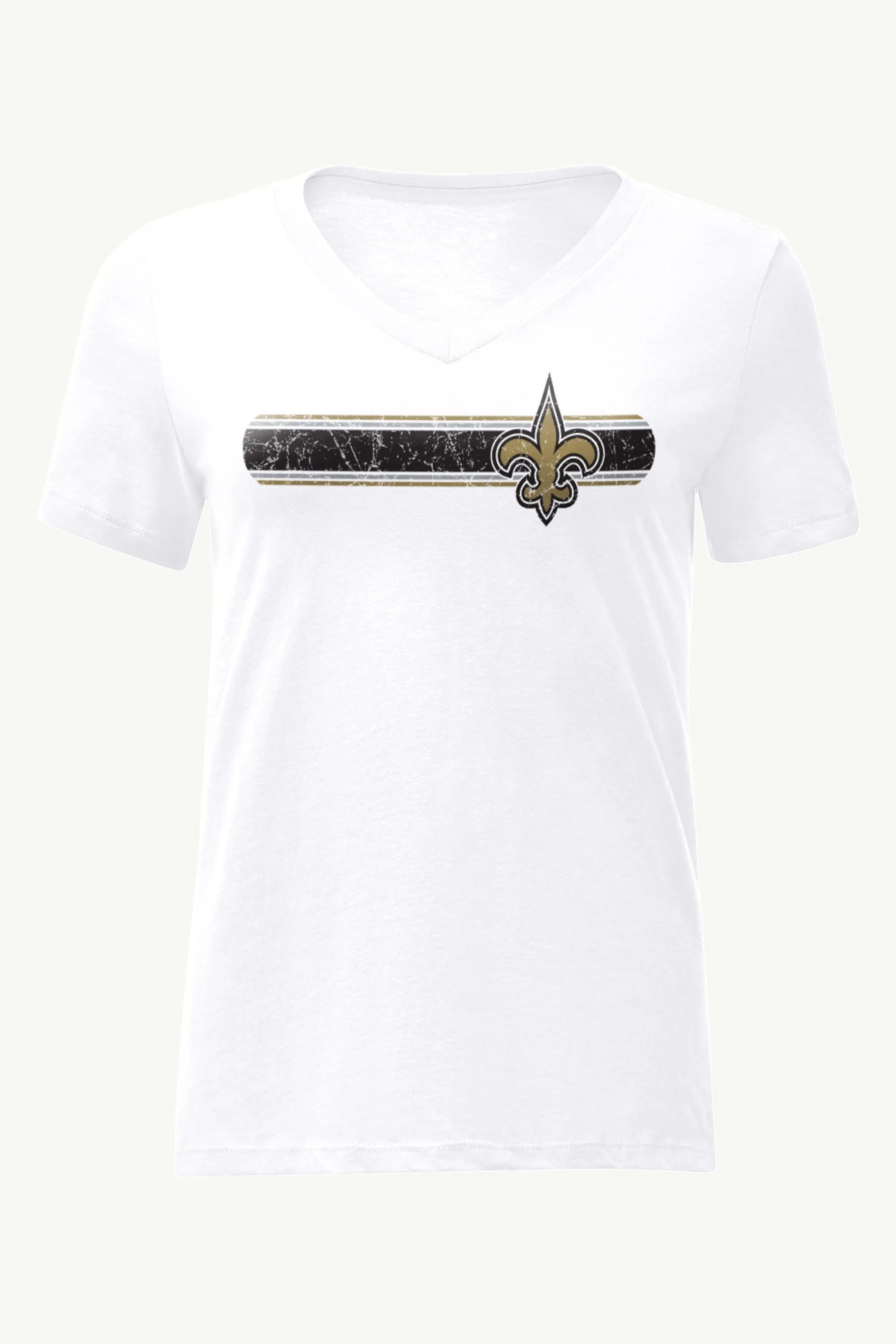 WOMENS NEW ORLEANS SAINTS STRIPE V-NECK T SHIRT sold by Starter