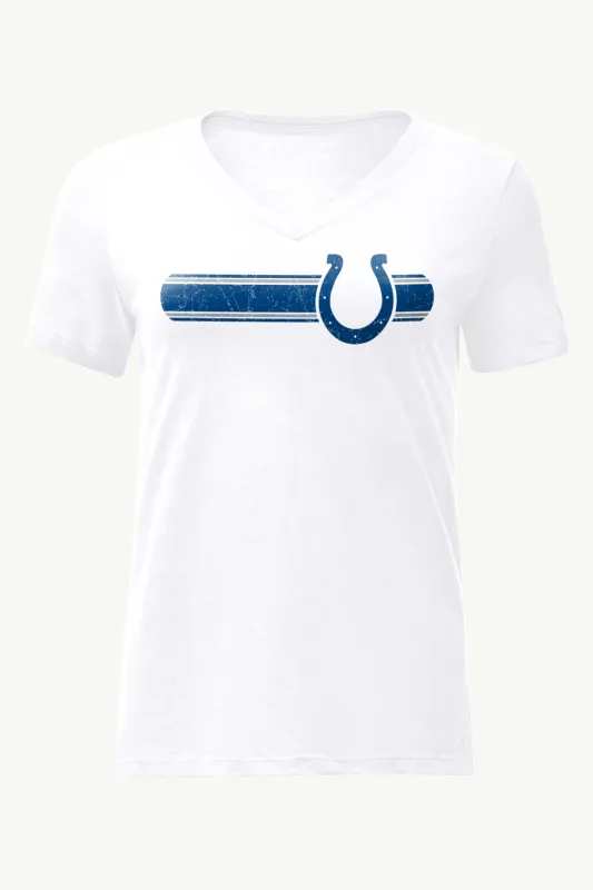 WOMENS INDIANAPOLIS COLTS STRIPE V-NECK T SHIRT sold by Starter