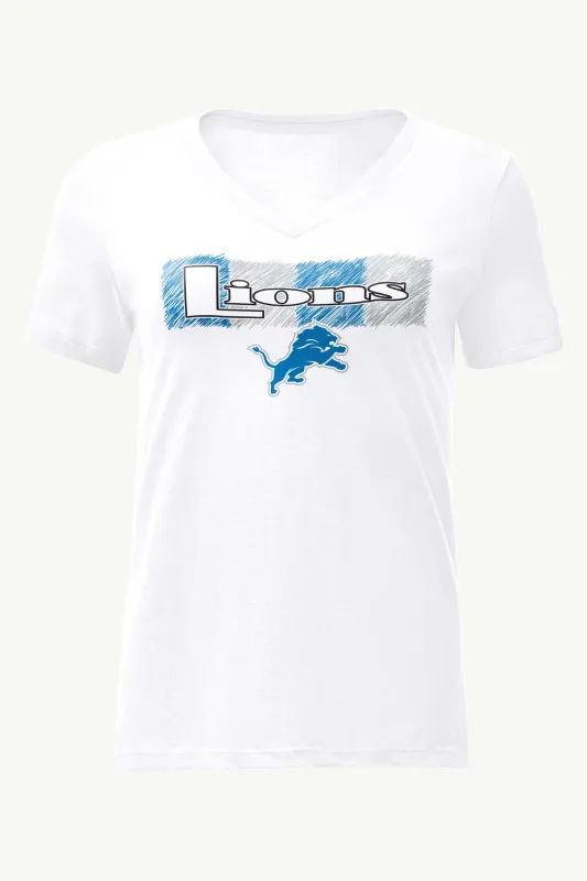 WOMENS DETROIT LIONS COLOR SHADING V-NECK T SHIRT sold by Starter