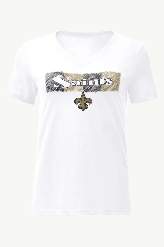 WOMENS NEW ORLEANS SAINTS COLOR SHADING V-NECK T SHIRT made by Starter