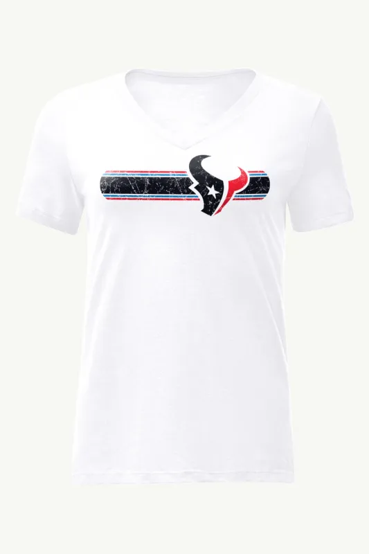 WOMENS HOUSTON TEXANS STRIPE V-NECK T SHIRT made by Starter