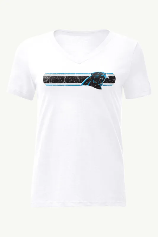 WOMENS CAROLINA PANTHERS STRIPE V-NECK T SHIRT sold by Starter