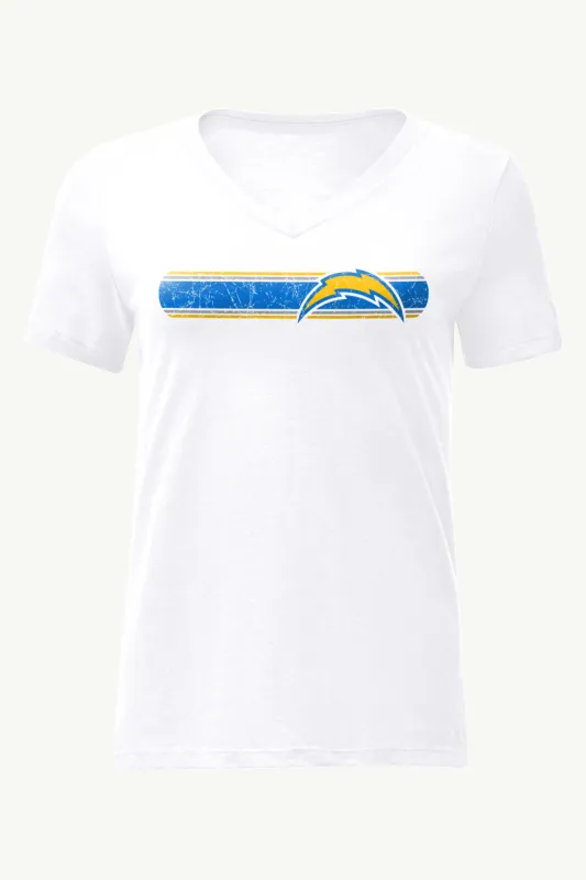 WOMENS LOS ANGELES CHARGERS STRIPE V-NECK T SHIRT sold by Starter