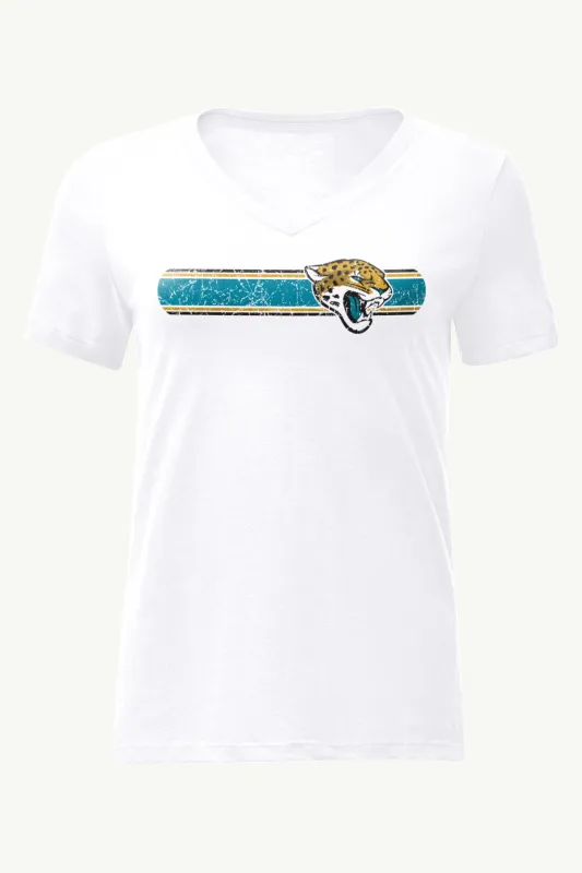 WOMENS JACKSONVILLE JAGUARS STRIPE V-NECK T SHIRT sold by Starter