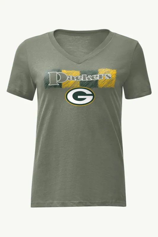 WOMENS GREEN BAY PACKERS COLOR SHADING V-NECK T SHIRT sold by Starter