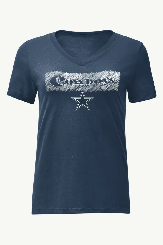 WOMENS DALLAS COWBOYS COLOR SHADING V-NECK T SHIRT sold by Starter