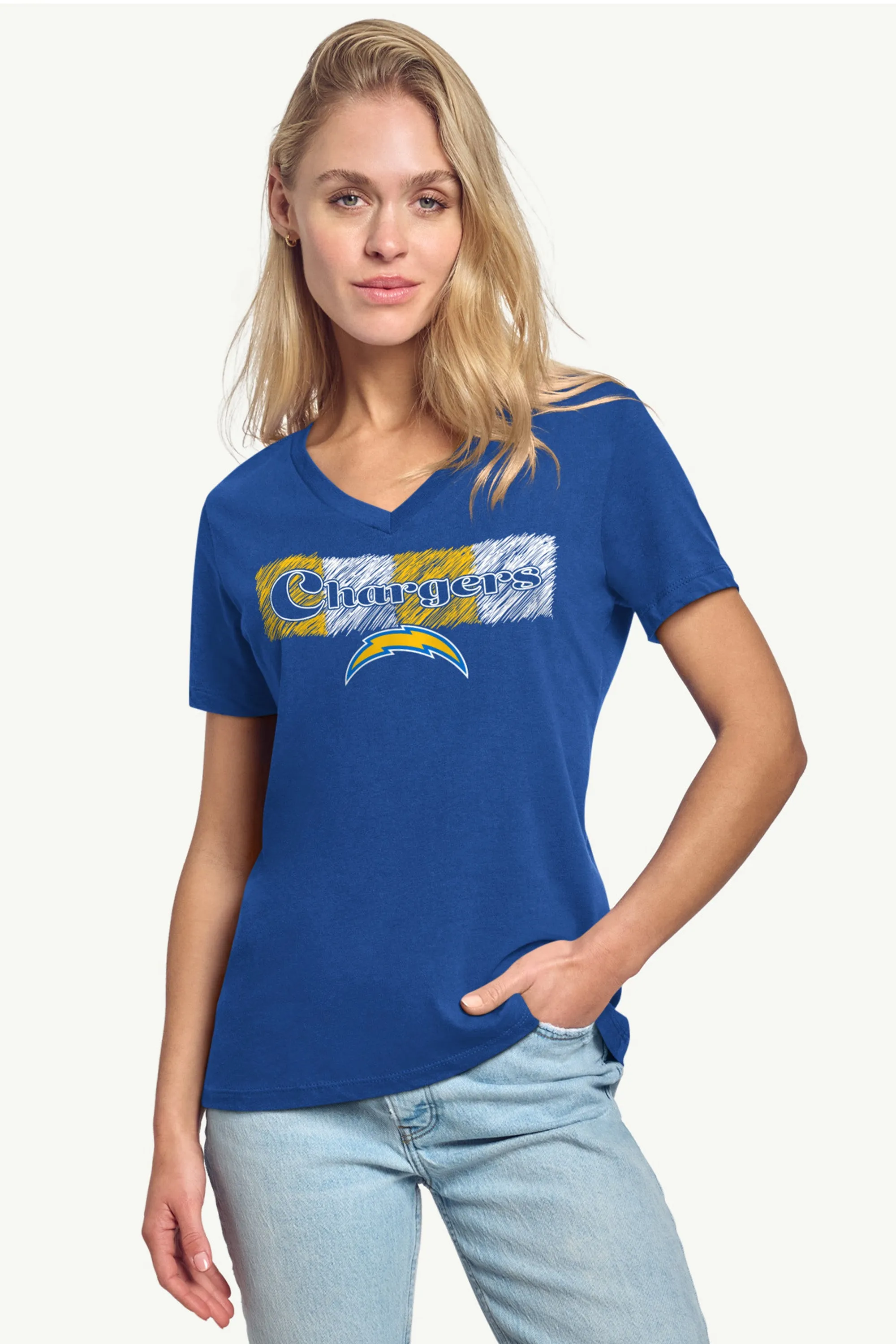 WOMENS LOS ANGELES CHARGERS COLOR SHADING V-NECK T SHIRT sold by Starter product image thumbnail 2