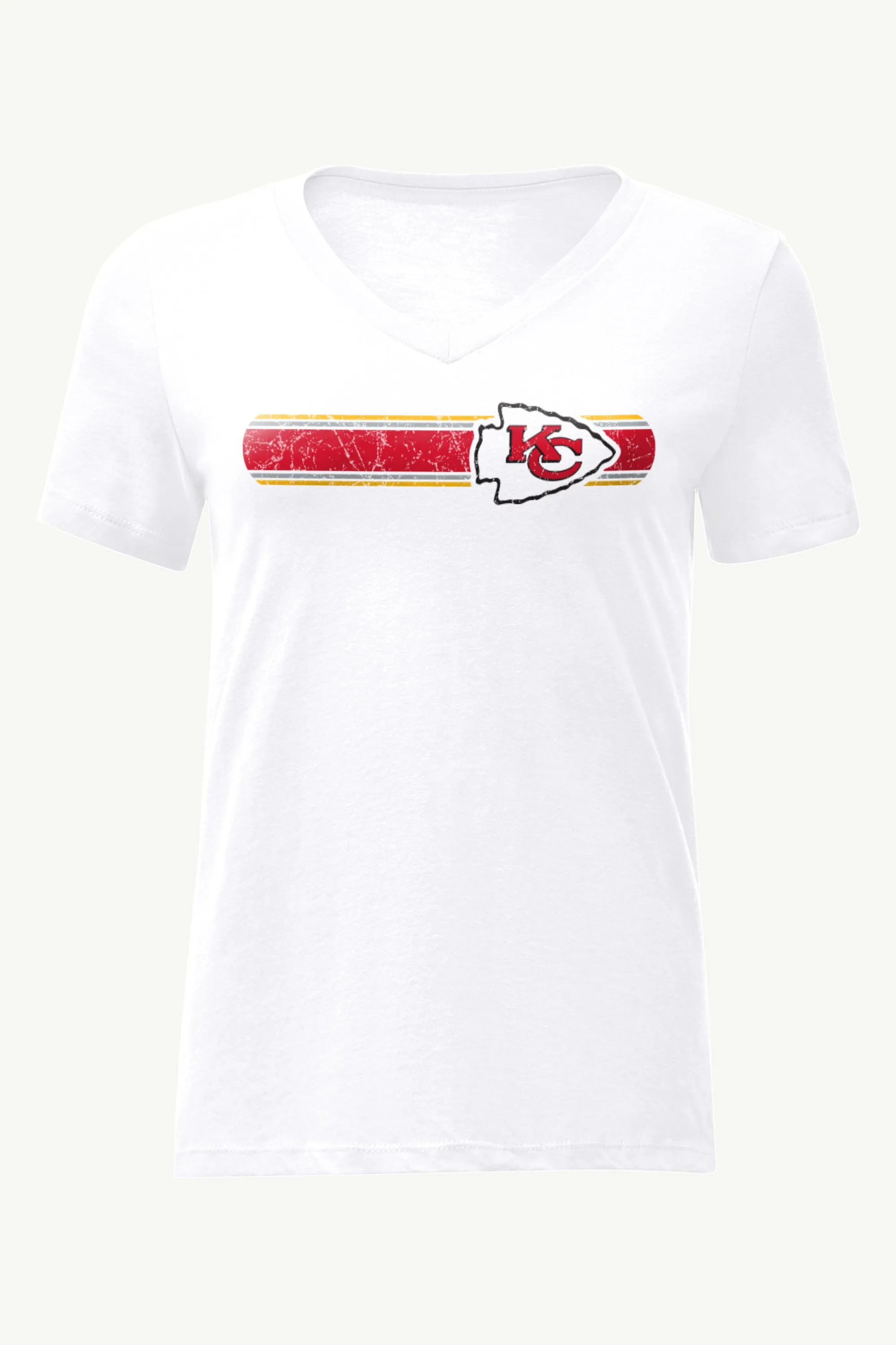 WOMENS KANSAS CITY CHIEFS STRIPE V-NECK T SHIRT sold by Starter
