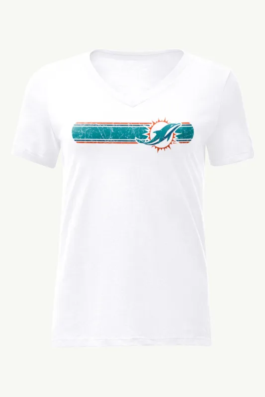 WOMENS MIAMI DOLPHINS STRIPE V-NECK T SHIRT sold by Starter