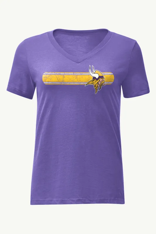 WOMENS MINNESOTA VIKINGS STRIPE V-NECK T SHIRT sold by Starter