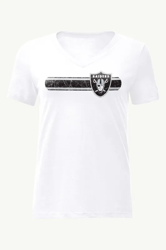 WOMENS LAS VEGAS RAIDERS STRIPE V-NECK T SHIRT made by Starter