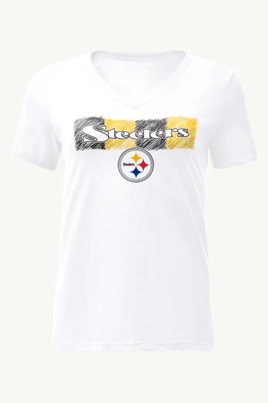 WOMENS PITTSBURGH STEELERS COLOR SHADING V-NECK T SHIRT sold by Starter