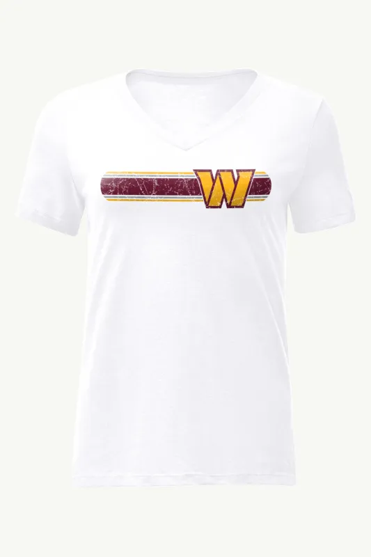 WOMENS WASHINGTON COMMANDERS STRIPE V-NECK T SHIRT sold by Starter