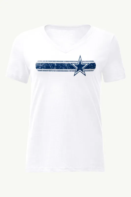 WOMENS DALLAS COWBOYS STRIPE V-NECK T SHIRT sold by Starter