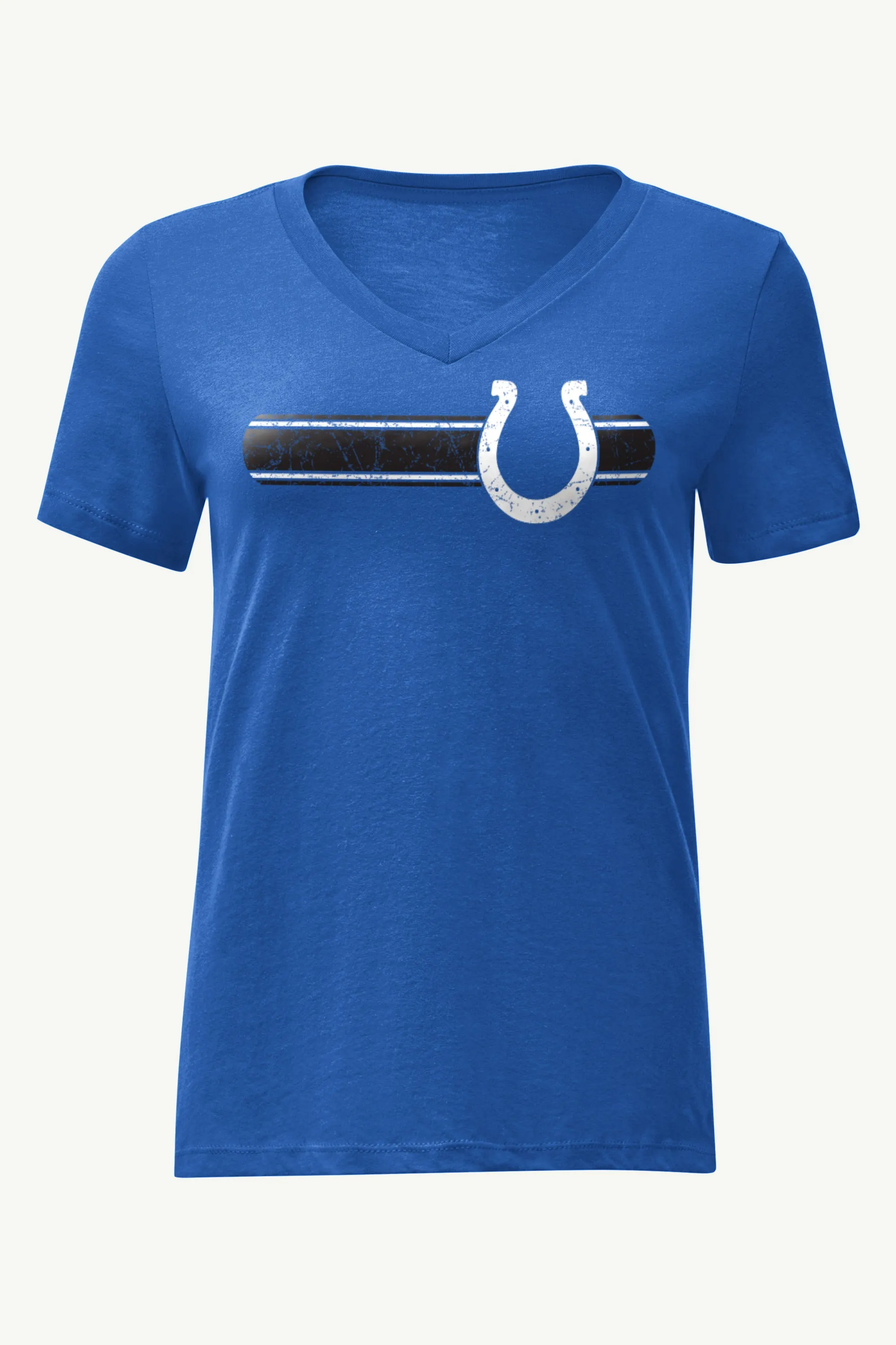 WOMENS INDIANAPOLIS COLTS STRIPE V-NECK T SHIRT sold by Starter