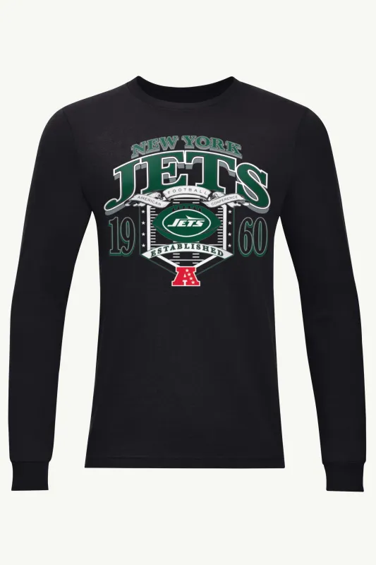 MENS NEW YORK JETS 80s INSPIRED FIELD LONG SLEEVE T SHIRT made by Starter