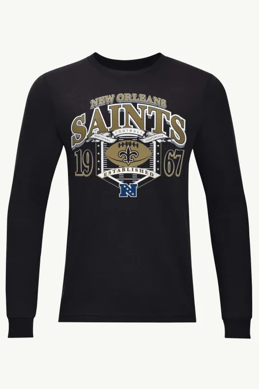 MENS NEW ORLEANS SAINTS 80s INSPIRED FIELD LONG SLEEVE T SHIRT made by Starter