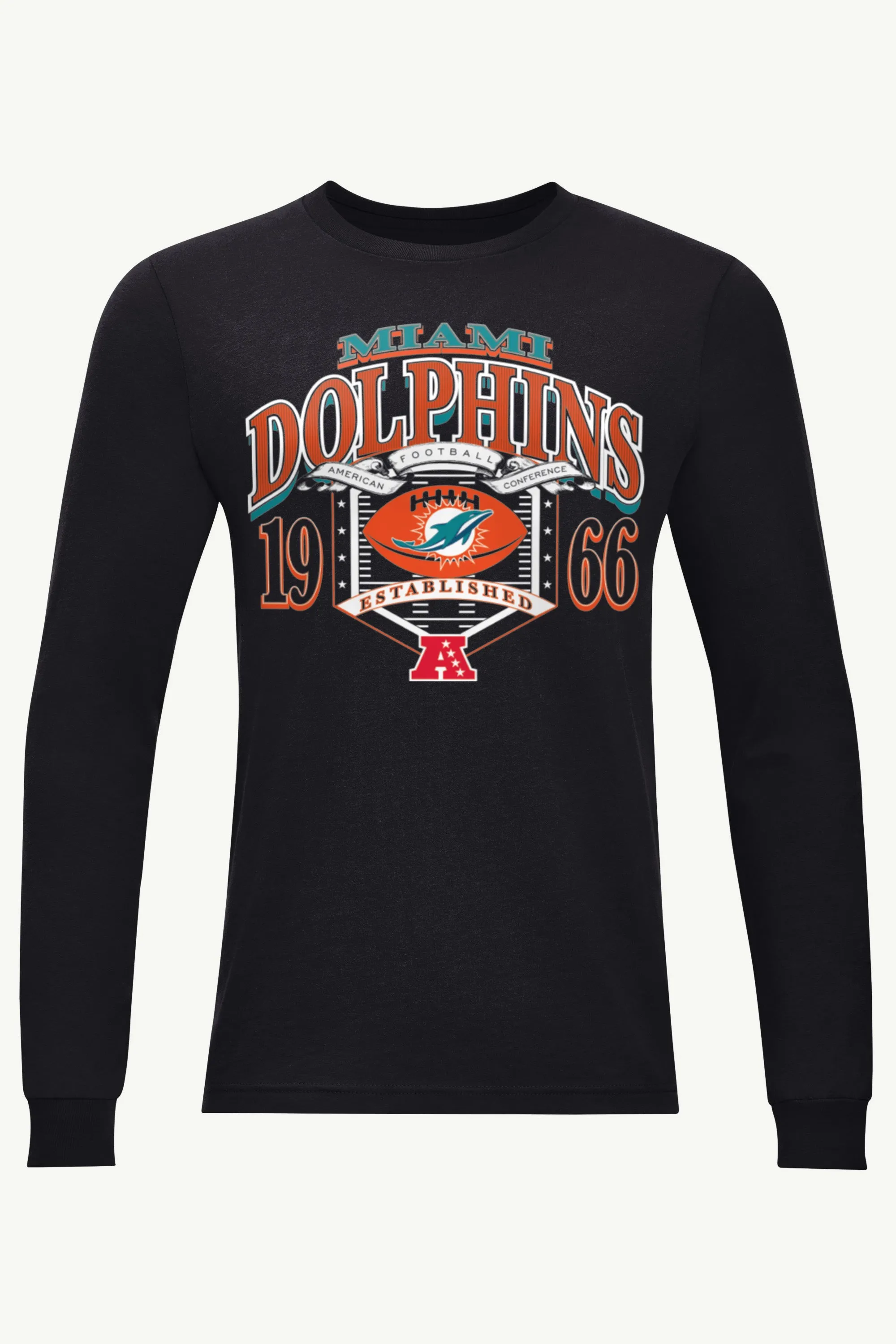 MENS MIAMI DOLPHINS 80s INSPIRED FIELD LONG SLEEVE T SHIRT sold by Starter
