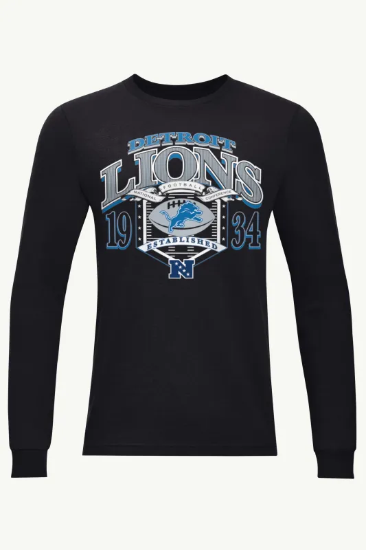 MENS DETROIT LIONS 80s INSPIRED FIELD LONG SLEEVE T SHIRT sold by Starter