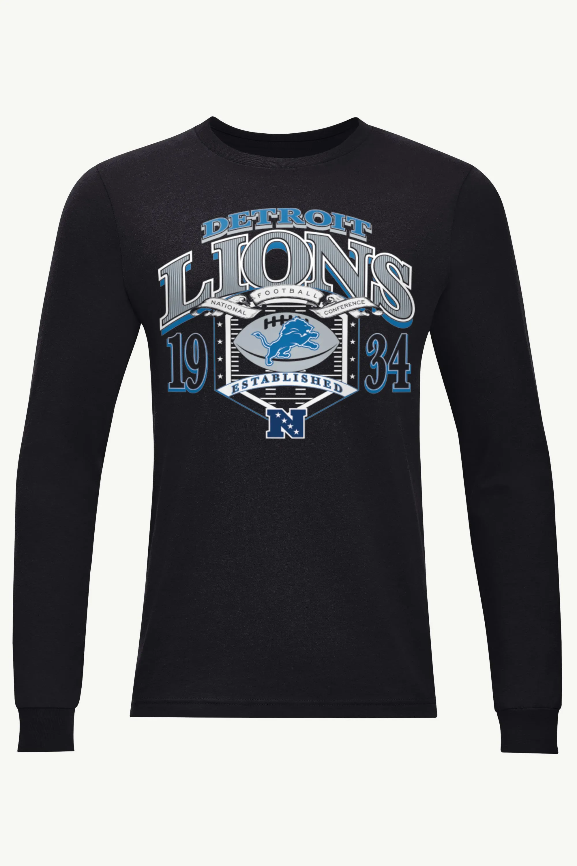 MENS DETROIT LIONS 80s INSPIRED FIELD LONG SLEEVE T SHIRT sold by Starter