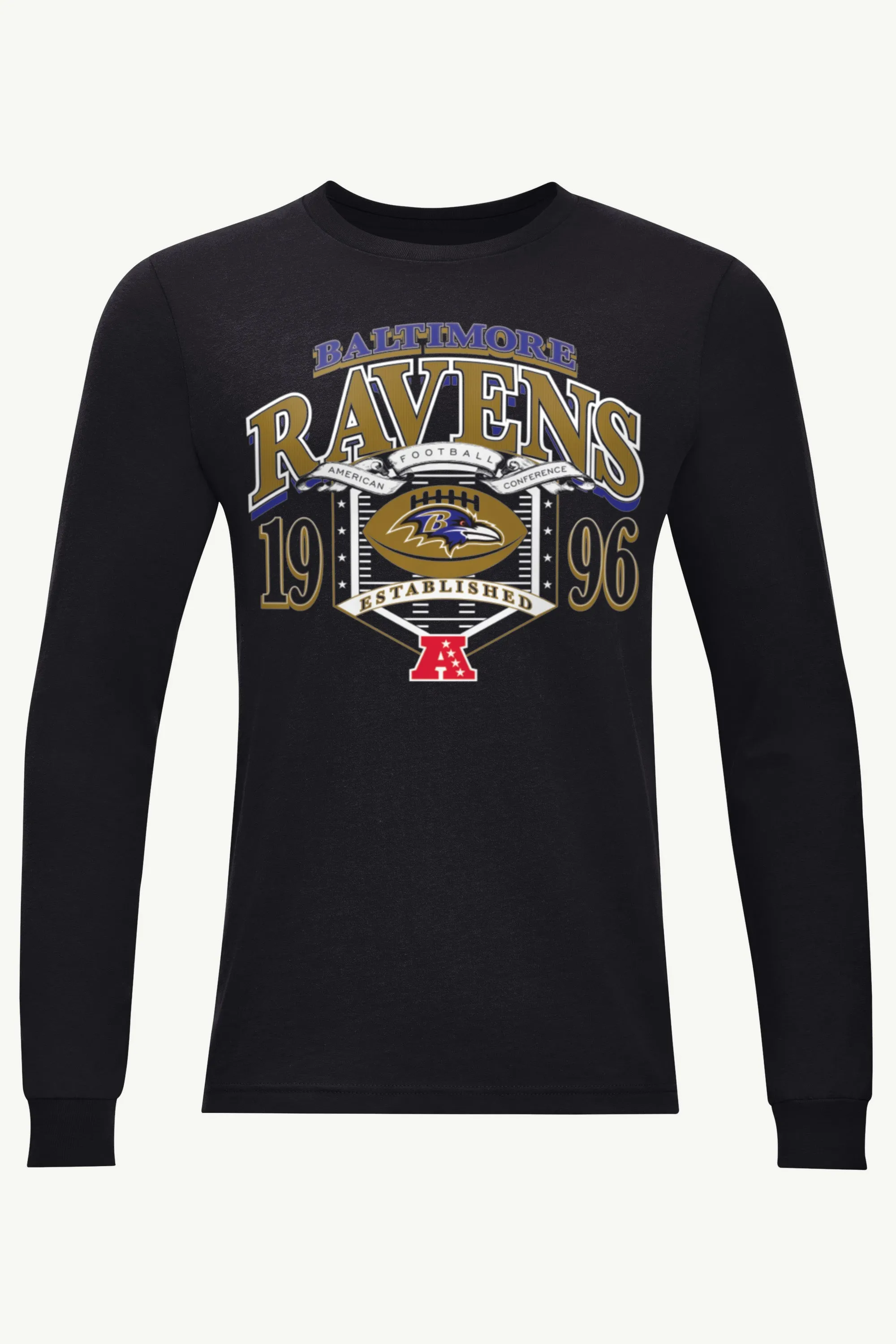 MENS BALTIMORE RAVENS 80s INSPIRED FIELD LONG SLEEVE T SHIRT sold by Starter